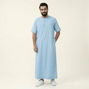 New Short Sleeve Ice Blue Mens Thobe Canada
