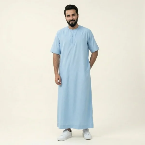 New Short Sleeve Ice Blue Mens Thobe Canada Canada New Short Sleeve Ice Blue Mens Thobe Canada