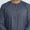 Omani Embroidered Charcoal Grey Thobe For Mens Canada Omani Embroidered Charcoal Grey Thobe For Mens