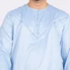Omani Men's Ice Blue Thobe with V Stitch Yoke CA Omani Men's Ice Blue Thobe with V Stitch Yoke