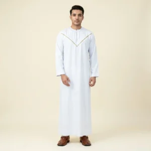 Omani Style Embroidered Plain White Mens Thobe Canada Plain White Mens Thobe