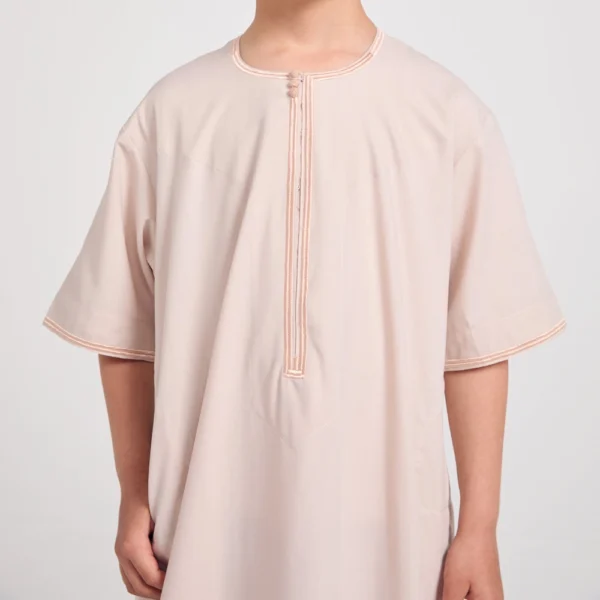 Omani kids Warm Cream Summer Short Sleeve Thobes CA Omani kids Warm Cream Summer Short Sleeve Thobe