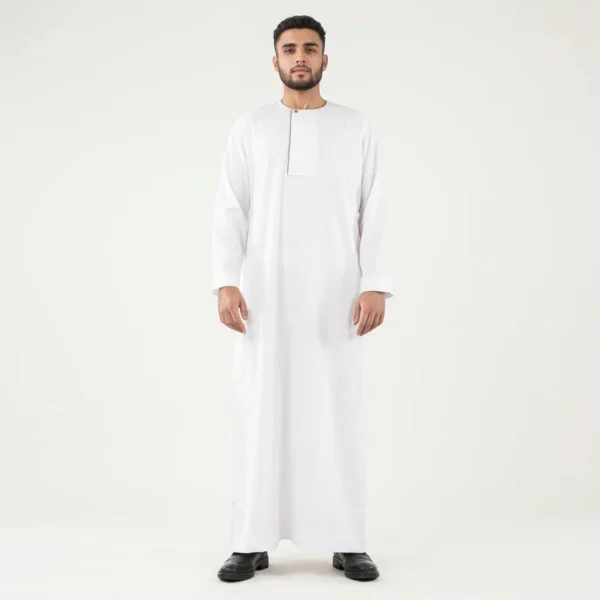 Premium Crisp White Tailored Men's Omani Thobe Canada Tailored Men's Omani Thobe