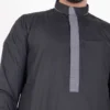 Premium Jet Black With Steel Grey Panel Mens Thobe