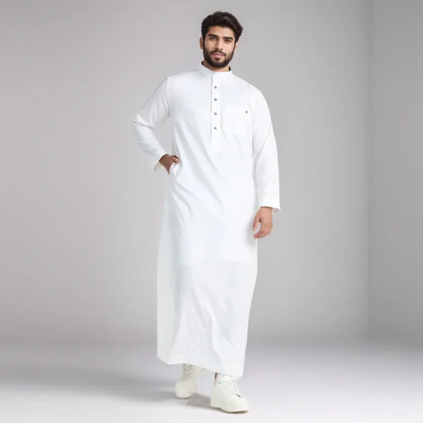 Saudi White Cotton Thobe For Men