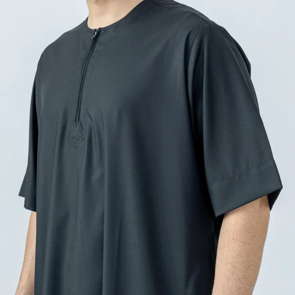 Short Sleeve Casual Style Men’s Black Thobe CA Men’s Black Thobe CA