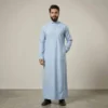 Sky Blue Saudi Cashmere Wool Thobe For Men CA Cashmere Wool Thobe For Men