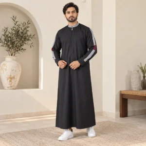Black and Grey Panel Thobe Canada