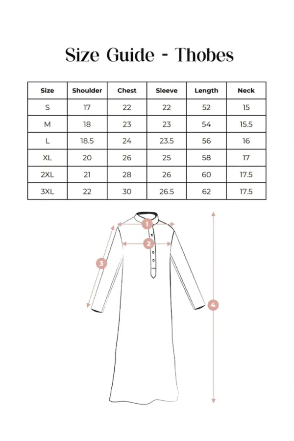 Thobes Size Guide Canada Thobes Size Guide Canada