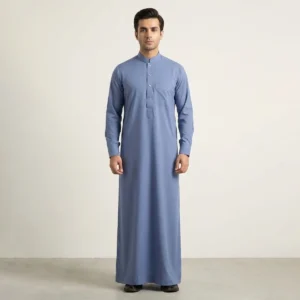 Traditional Classic Light Blue Saudi Thobe For Mens CA Blue Saudi Thobe For Mens