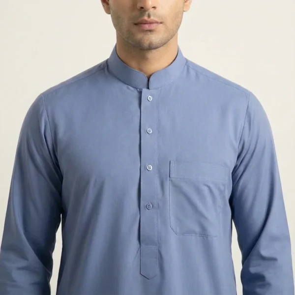 Traditional Classic Light Blue Saudi Thobe For Mens