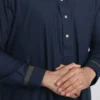 Two Tone Geometric Collar Navy Blue Saudi Thobes CA Navy Blue Saudi Thobe